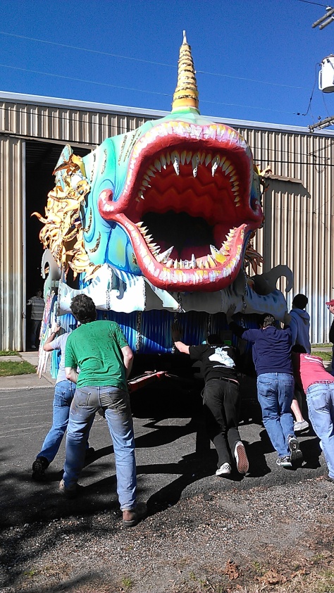 This Mardi Gras float was spotted Sunday on Bordeaux Street in New Orleans. (photo by Carlie Kollath Wells/New in NOLA)